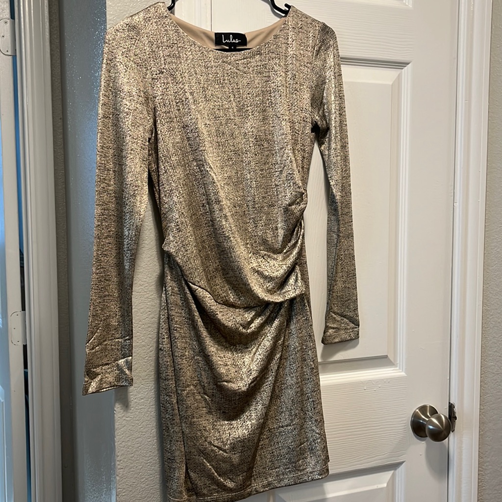 Lulus Luxe Of My Life Gold Long Sleeve Dress